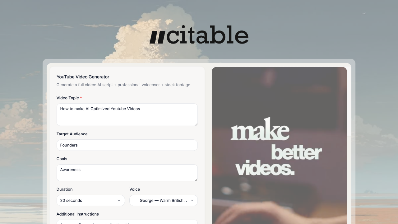 Go from brand idea to published YouTube video in under a minute